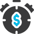 Benefits icon: money on the clock